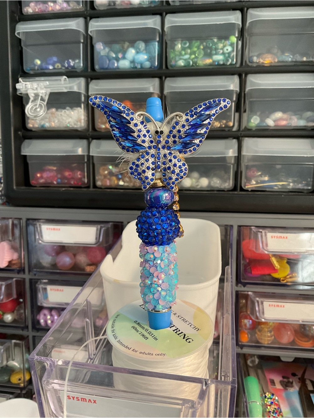 Blue Butterfly Beaded Jeweled Pen